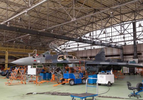 Fighter-in-the-repair-hangar